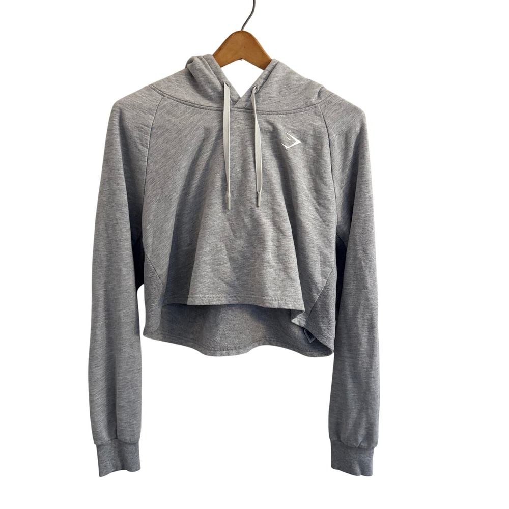 Gymshark Womens XL Grey Training Cropped Hoodie Pullover Sweatshirt